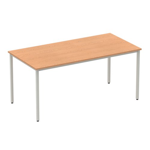 Impulse Straight Table 1600 Oak Box Frame Leg Silver