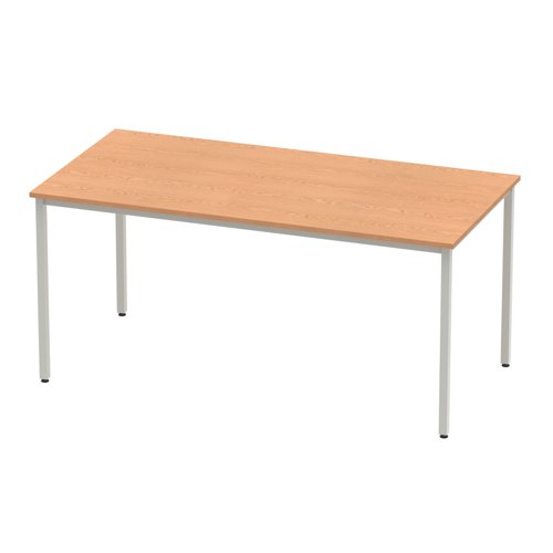 Impulse Straight Table 1600 Oak Box Frame Leg Silver