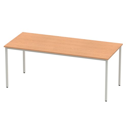 Impulse Straight Table 1800 Oak Box Frame Leg Silver