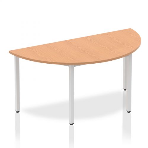 Impulse Semi-circle Table 1600 Oak Box Frame Leg Silver