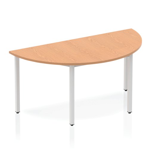Impulse Semi-circle Table 1600 Oak Box Frame Leg Silver