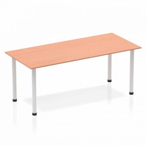 Impulse Straight Table 1800 Beech Post Leg Silver