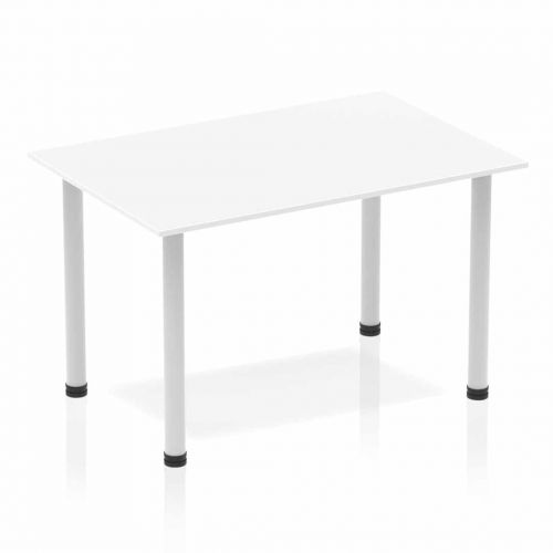 Impulse Straight Table 1200 White Post Leg Silver