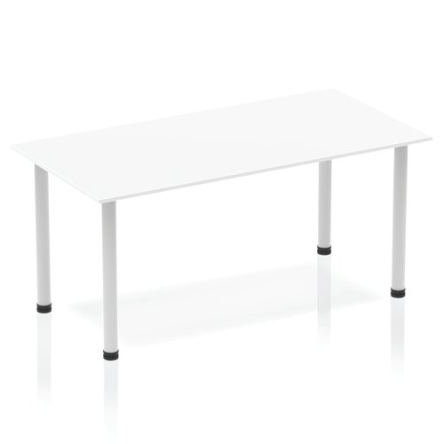 Impulse 1600mm Straight Table White Top Silver Post Leg BF00174