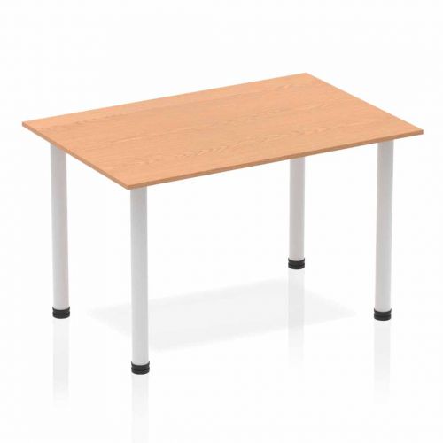 Impulse 1200mm Straight Table Oak Top Silver Post Leg BF00178