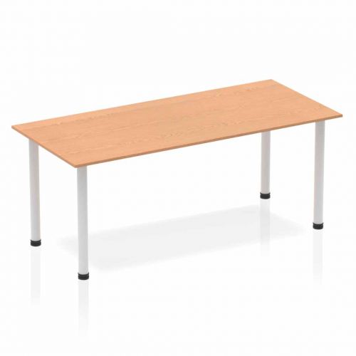 Impulse Straight Table 1800 Oak Post Leg Silver