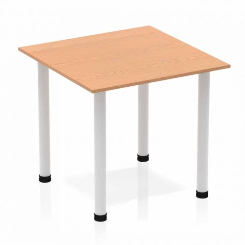 Impulse Square Table 800 Oak Post Leg Silver