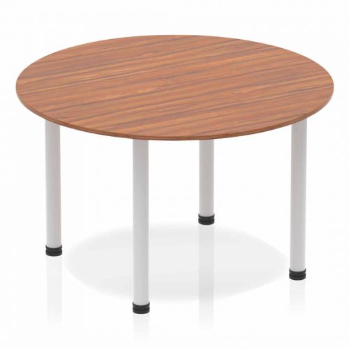 Impulse Circle Table 1200 Walnut Post Leg Silver