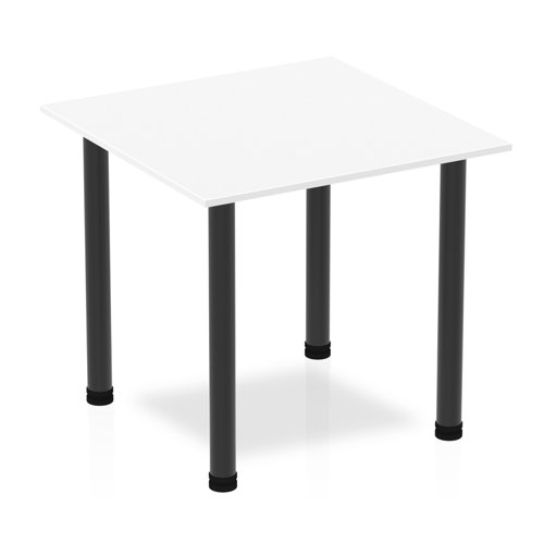 Impulse 800mm Square Table White Top Black Post Leg