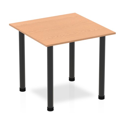 Impulse 800mm Square Table Oak Top Black Post Leg