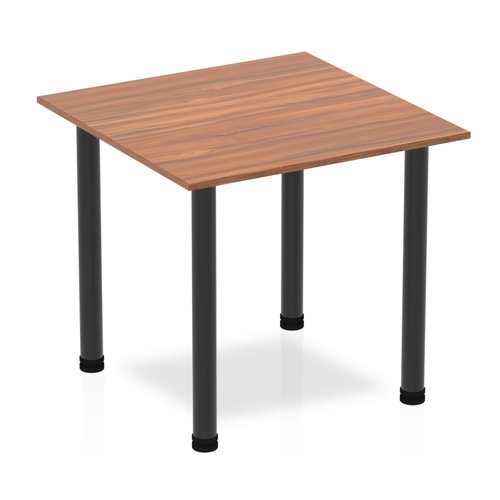 Impulse 800mm Square Table Walnut Top Black Post Leg