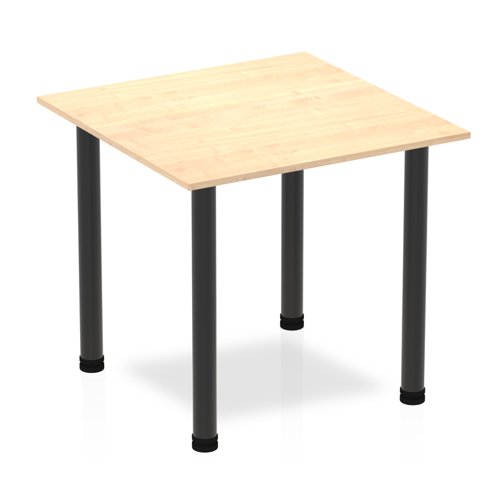 Impulse 800mm Square Table Maple Top Black Post Leg