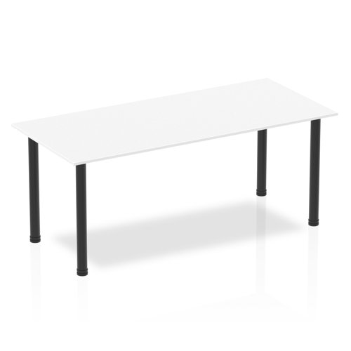 Impulse 1800mm Straight Table White Top Black Post Leg