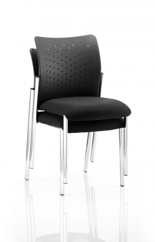 60757DY | With the right amount of padding to keep you comfortable during conferences, this heavy duty multi-use meeting chair matches design with durability to leave you with a sleek, stackable seating solution. Choose between the fabric or breathable nylon back styles and optional arms to ensure the Academy matches all your requirements.