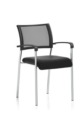 Brunswick Visitor Chair Black Fabric With Arms Chrome Frame BR000025