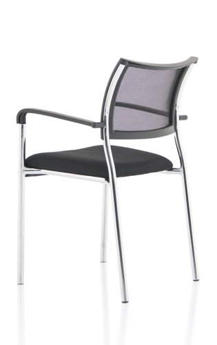 BR000025 Brunswick Visitor Chair Black Fabric With Arms Chrome Frame