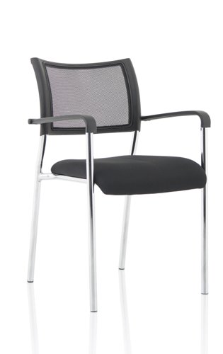 Brunswick Visitor Chair Black Fabric wArms Chrome Frame BR000025 Visitors Chairs 82027DY