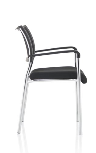 Brunswick Visitor Chair Black Fabric With Arms Chrome Frame | BR000025 | Dynamic