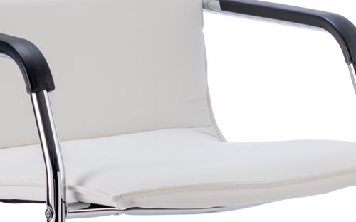 BR000038 Echo Cantilever Chair White Bonded Leather With Arms