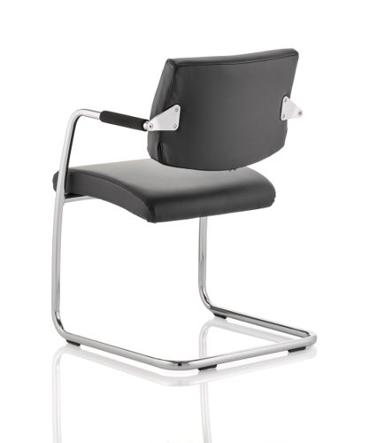 BR000050 Havanna Visitor Chair Black Leather With Arms