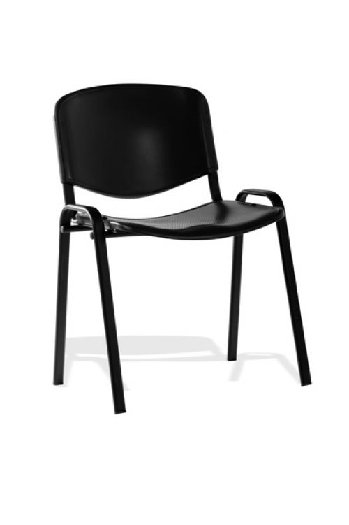 ISO Stacking Chair Black Poly Black Frame Without Arms
