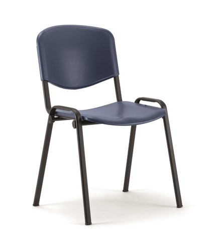 BR000058 ISO Stacking Chair Blue Poly Black Frame  (MOQ of 4 - Priced Individually)