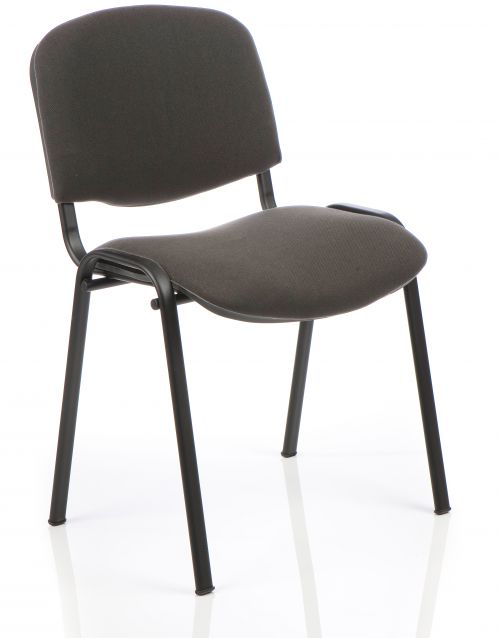 ISO Stacking Chair Charcoal Fabric Black Frame Without Arms