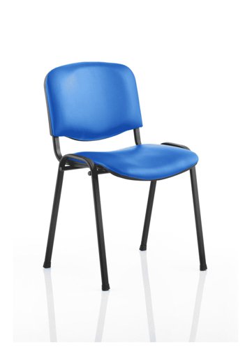 ISO Stacking Chair Blue Vinyl Black Frame  (MOQ of 4 - Priced Individually)