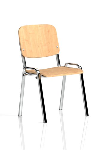 ISO Stacking Chair Beech Chrome Frame  (Priced at an MOQ of 4)