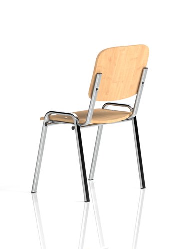 ISO Stacking Chair Beech Chrome Frame  (MOQ of 4 - Priced Individually)