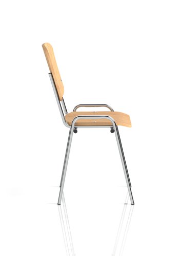 ISO Stacking Chair Beech Chrome Frame  (MOQ of 4 - Priced Individually) BR000066