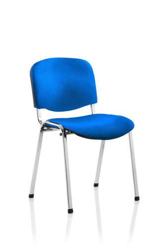 ISO Stacking Chair Blue Fabric Chrome Frame Without Arms