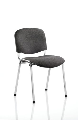 ISO Stacking Chair Charcoal Fabric Chrome Frame Without Arms