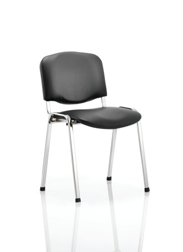 ISO Stacking Chair Black Vinyl Chrome Frame Without Arms