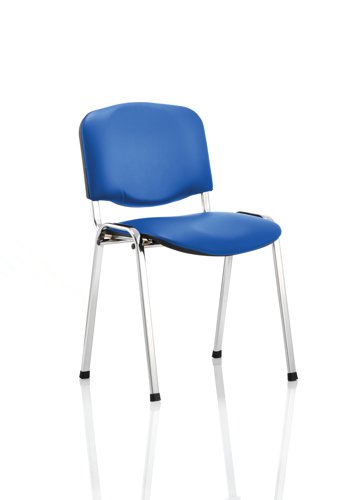 ISO Stacking Chair Blue Vinyl Chrome Frame  (MOQ of 4 - Priced Individually)