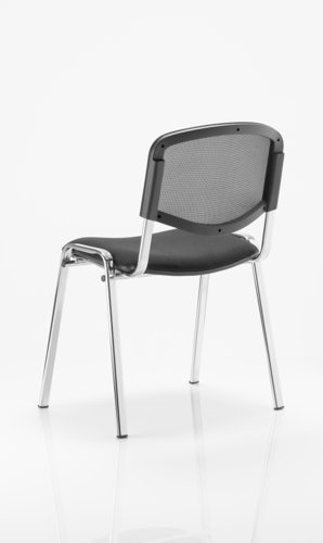 ISO Stacking Chair Mesh Back Black Fabric Chrome Frame  (MOQ of 4 - Priced Individually)