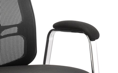 60449DY | The vast and versatile Portland chair range is further extended with a choice of quality static seating. They are equipped with arms, chrome undercarriage and airmesh seat upholstery. This complementing range is suitable for the conference and visitor environments. 