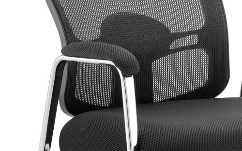 60449DY | The vast and versatile Portland chair range is further extended with a choice of quality static seating. They are equipped with arms, chrome undercarriage and airmesh seat upholstery. This complementing range is suitable for the conference and visitor environments. 