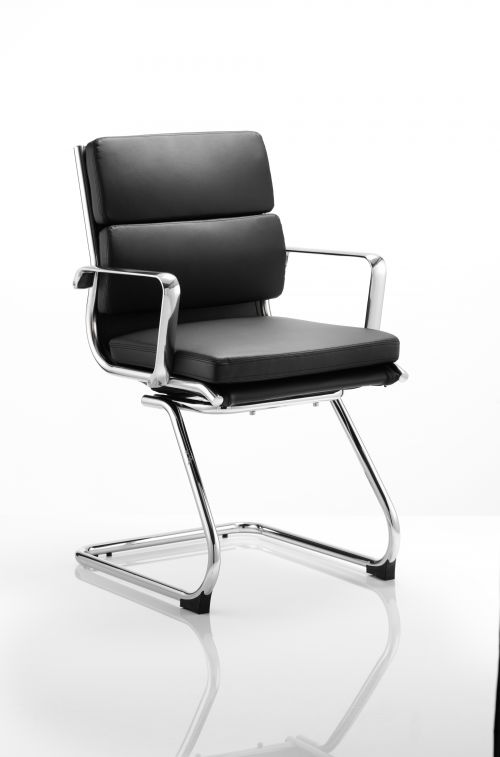 Savoy Cantilever Chair Black Bonded Leather With Arms