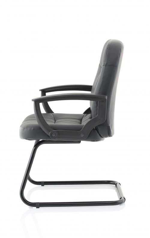 Hague Cantilever Chair Black Leather With Arms BR000150