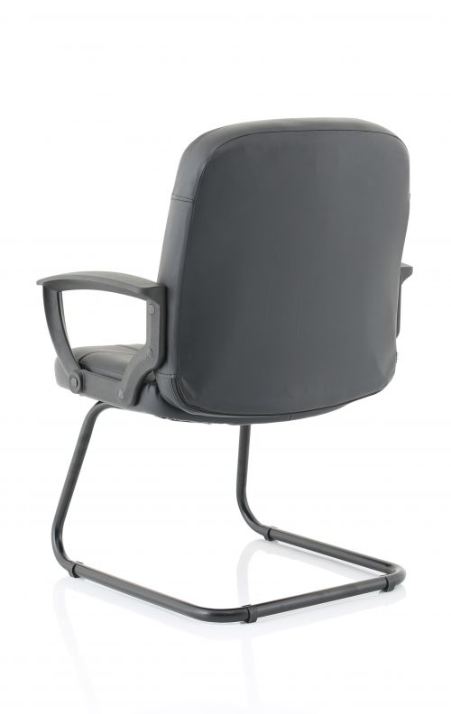 Hague Cantilever Chair Black Leather With Arms BR000150