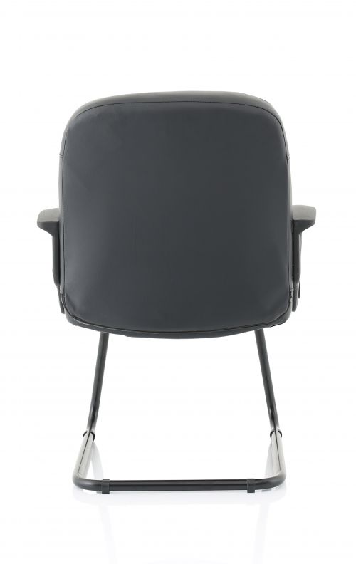 Hague Cantilever Chair Black Leather With Arms BR000150