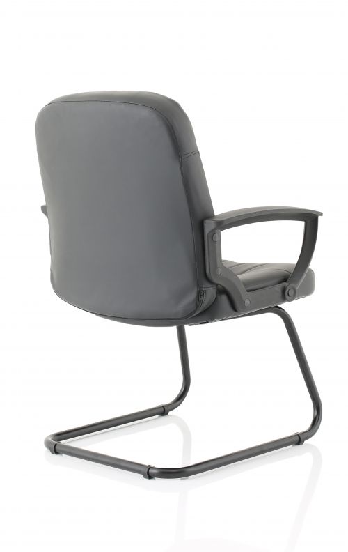 Hague Cantilever Chair Black Leather With Arms BR000150