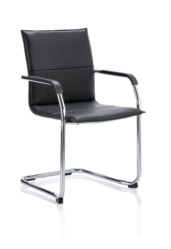 Echo Cantilever Chair Black Bonded Leather With Arms