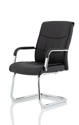 BR000185 Carter Black Luxury Faux Leather Cantilever Chair With Arms