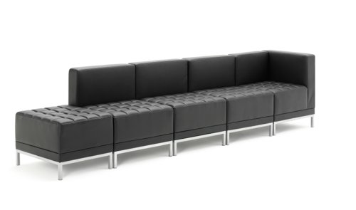 Infinity Modular Corner Unit Sofa Black Soft Bonded Leather BR000198 Reception Chairs 60813DY