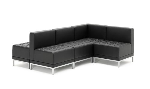 Infinity Modular Corner Unit Sofa Black Soft Bonded Leather BR000198 Reception Chairs 60813DY
