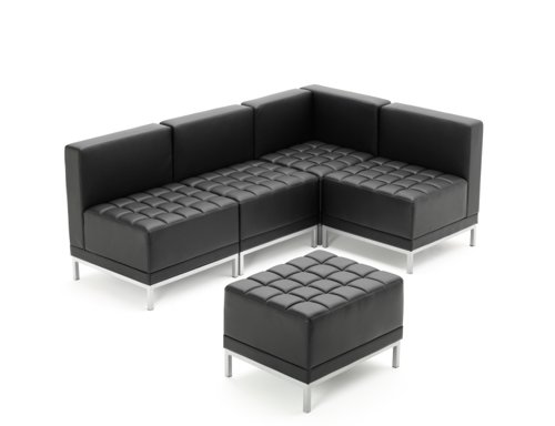 BR000198 Infinity Modular Corner Unit Sofa Chair Black Soft Bonded Leather