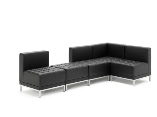 Infinity Modular Corner Unit Sofa Chair Black Soft Bonded Leather