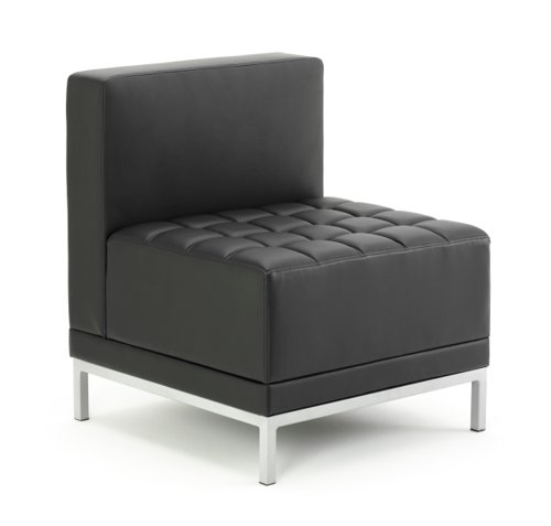 BR000200 Infinity Modular Straight Back Sofa Chair Black Soft Bonded Leather